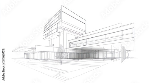 Architectural blueprint of modern building