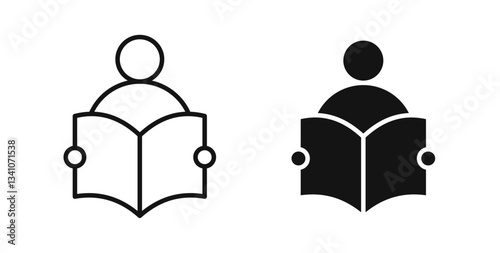 Book open reader icons in black fill and line style