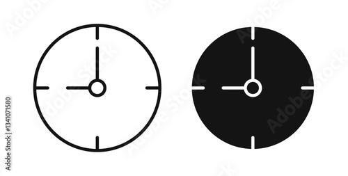 Clock nine icons in black fill and line style