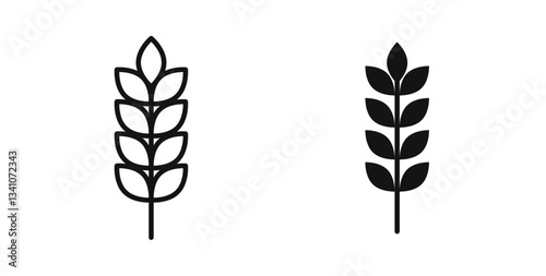 Wheat icons in flat solid and thin line style
