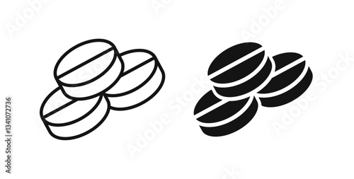 Medicine icons in black fill and line style