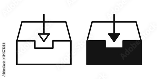 Inbox icons in black fill and line style