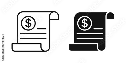 Invoice icons in black fill and line style