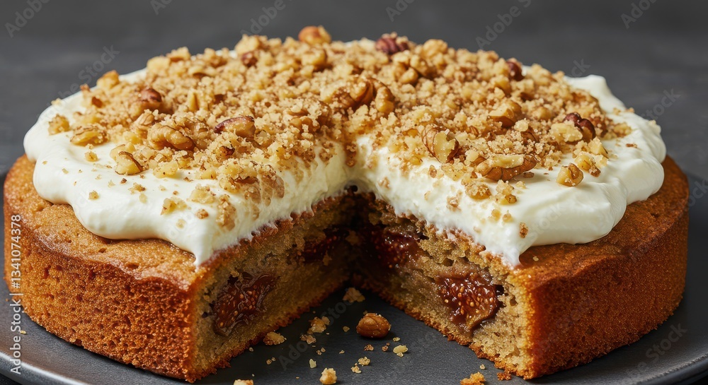 Fig Cake with Cream Cheese Frosting and Nut Crumble Topping Fig Cake with Cream Cheese Frosting and Nut Crumble Topping