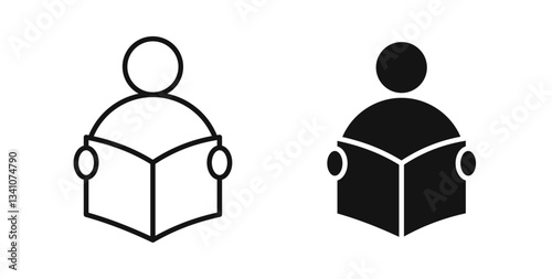 Book open reader icons set for website design