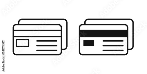 Credit card icons set in black colors on white background