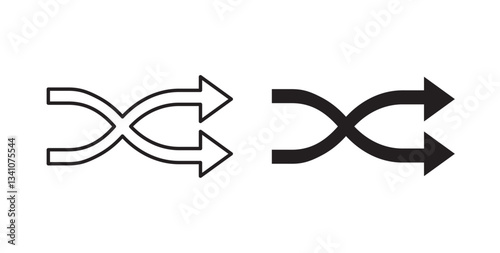 Shuffle icons in black fill and line style