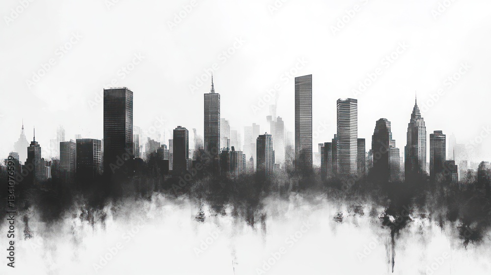 Naklejka premium New York City Skyline Silhouette, Artistic Interpretation