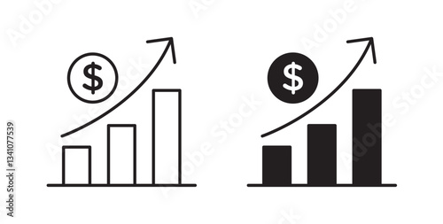 Chat arrow grow icons in black fill and line style