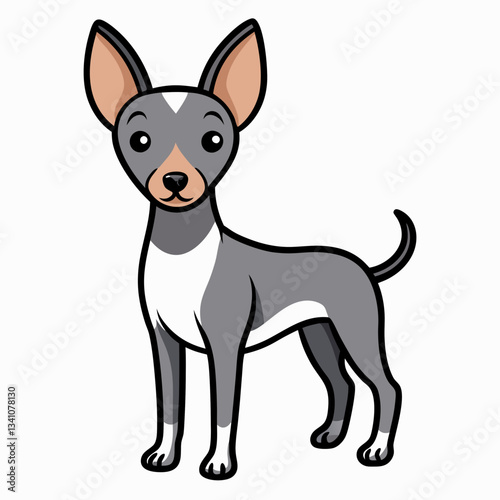 American Hairless Terrier cute cartoon illustration vector design

