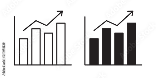 Chart histogram icons in black fill and line style