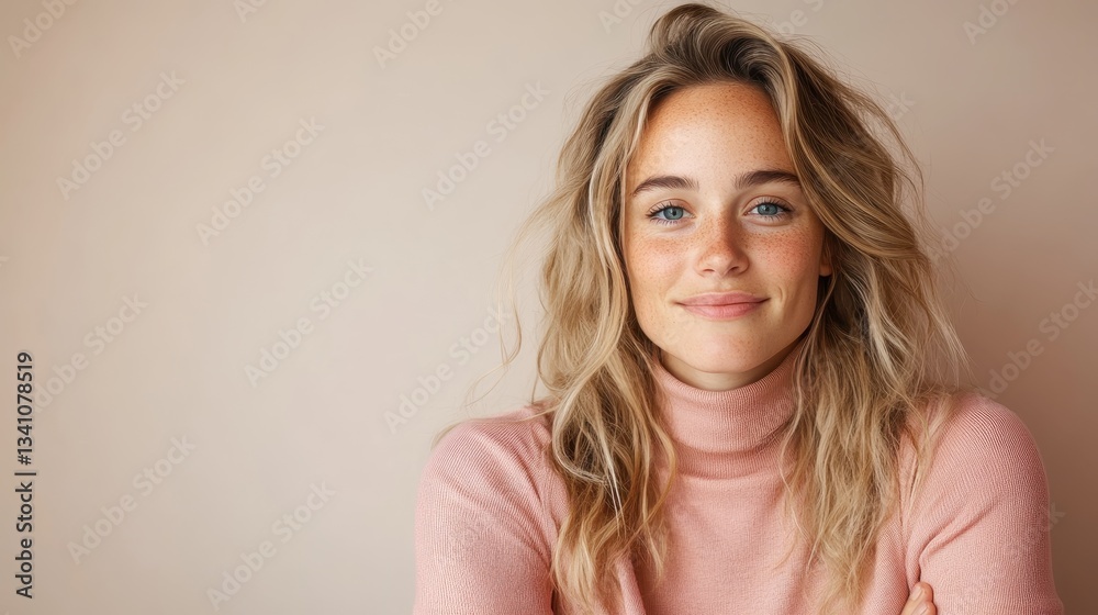 A delightful young woman with freckles and tousled hair is smiling in a soothing atmosphere, conveying a sense of joy and lightheartedness perfect for lifestyle themes. A delightful young woman with freckles and tousled hair is smiling in a soothing atmosphere, conveying a sense of joy and lightheartedness perfect for lifestyle themes.