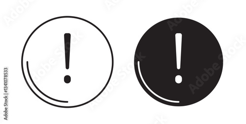 Exclamation interface icons in black fill and line style