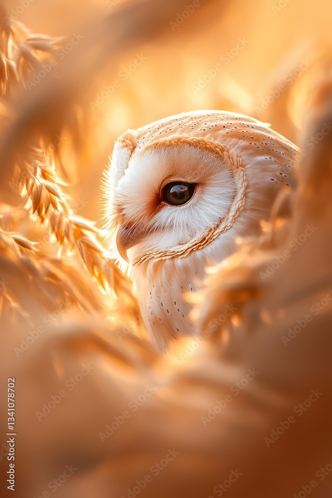Barn owl in golden sunlight Barn owl in golden sunlight