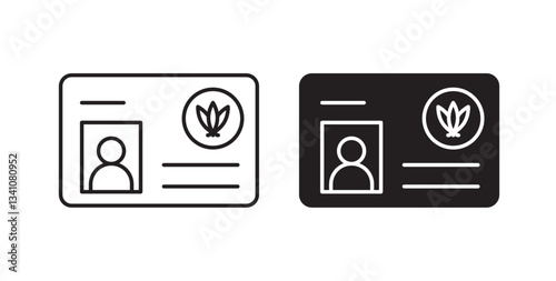 Medical marijuana card icons in black fill and line style