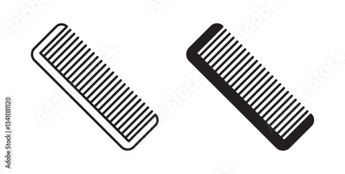 Hair brush icons in black fill and line style