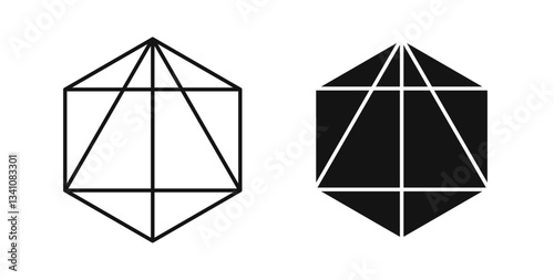 Dice d20 icons set in black colors on white background