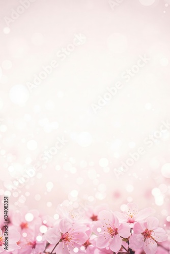 An ethereal garden with soft pink flowers and glowing lights, creating a dreamlike and romantic scene.

