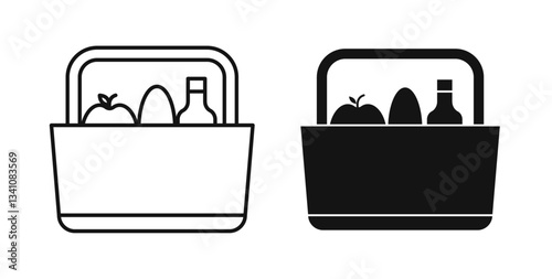 Picnic icons set in black colors on white background