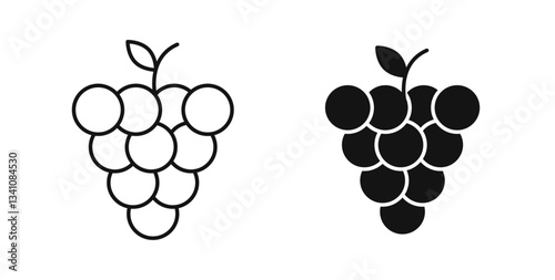 Grape icons set in black colors on white background