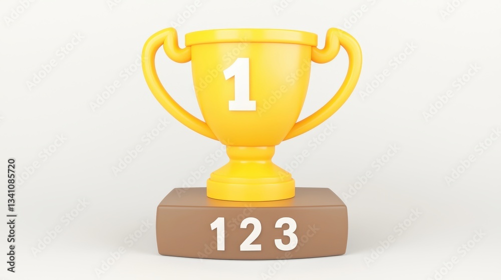 Golden Trophy with the Number 1 Placed on a Wooden Platform Symbolizing Victory Achievement and the of Success in a Competition or Challenge Golden Trophy with the Number 1 Placed on a Wooden Platform Symbolizing Victory Achievement and the of Success in a Competition or Challenge
