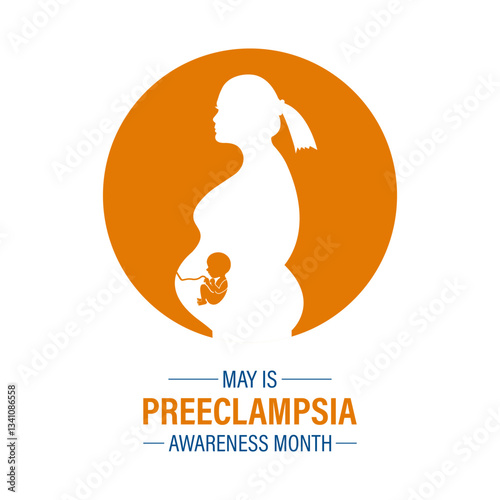 Vector illustration of Preeclampsia Awareness Month observed every year in May. Preeclampsia is a complication of pregnancy of holiday concept. Design for web banner, cards, prints, social media, post