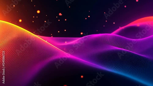 Abstract Digital Waveform With Dynamic Light and Vibrant Colors on Dark Background