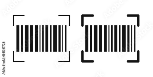 Barcode read icons set in black colors on white background