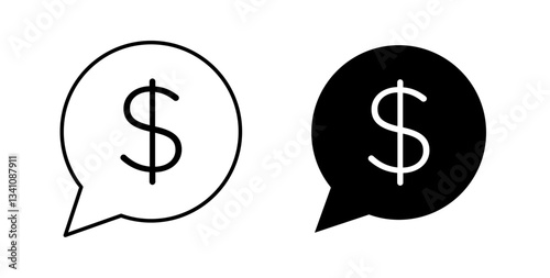 Comment dollar icons set in black colors on white background