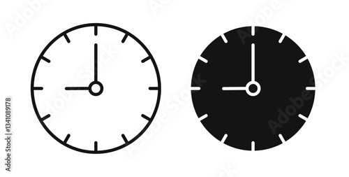 Clock nine icons set in black colors on white background