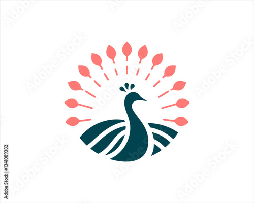 Peacock logo design icon symbol vector illustration. Peacock bird template.