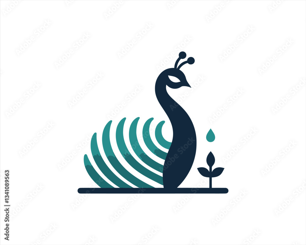 Fototapeta premium Peacock logo design icon symbol vector illustration. Peacock bird template.