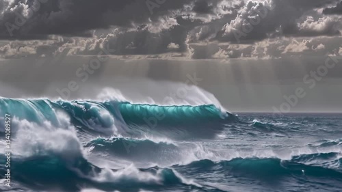 Stormy Ocean with Gigantic Waves