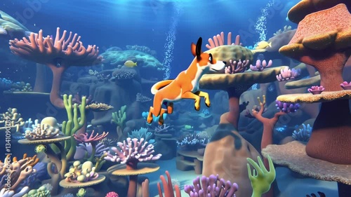 3D Animated Dog Underwater Adventure