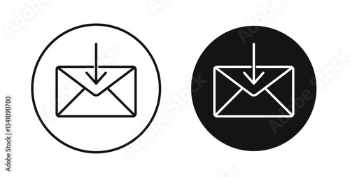 Inbox icons set in black colors on white background