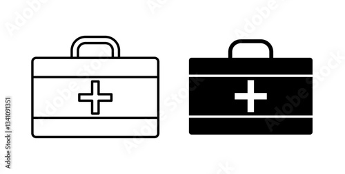 Doctor bag icons set for website design