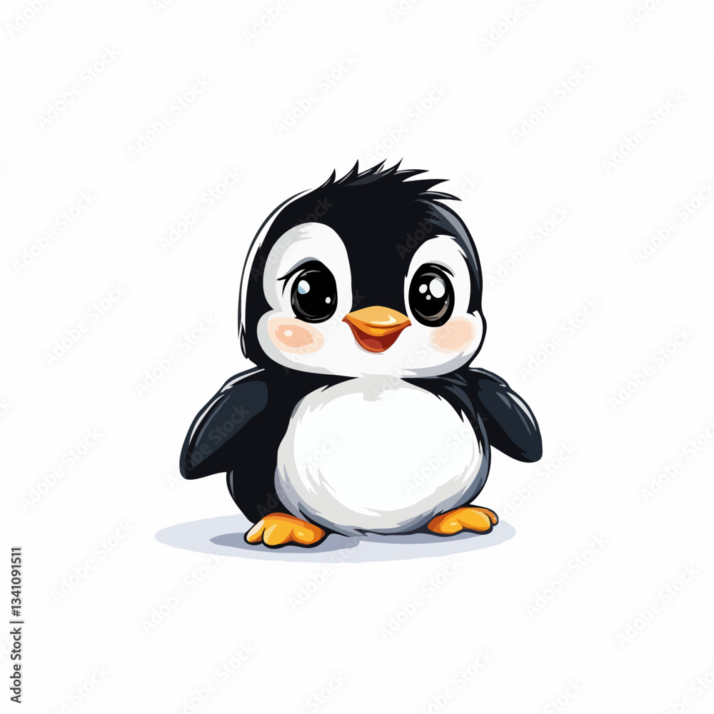 Obraz premium Cute Penguin Against White Background
