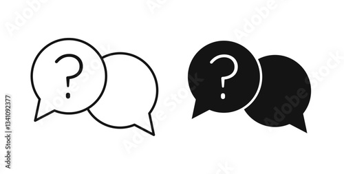 Comment question icons set in black colors on white background