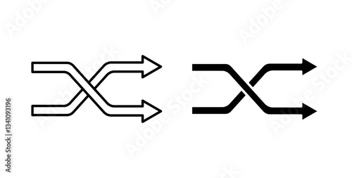 Shuffle icons set in black colors on white background
