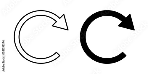 Rotate right icons set in black colors on white background