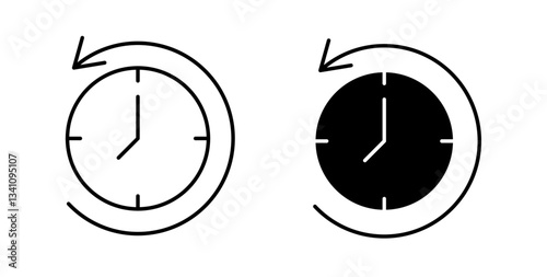 Past time icons set in black colors on white background