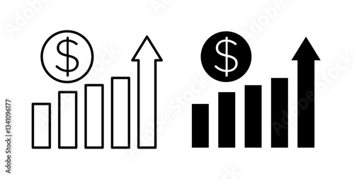 Chat arrow grow icons set in black colors on white background