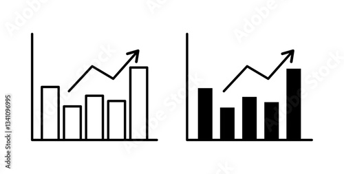 Chart histogram icons set in black colors on white background