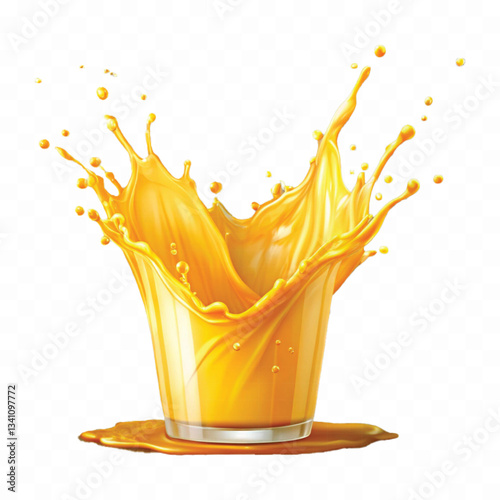 abstract 3d splash of orange or mango  juice in different  style isolated on white background