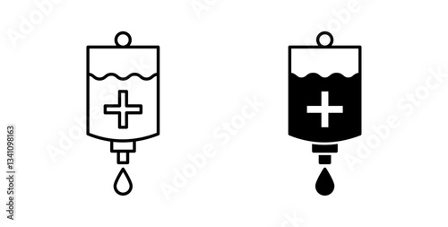 Blood transfusion icons set for website design