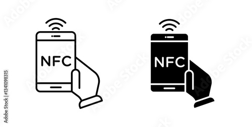 NFC communication icons set for website design