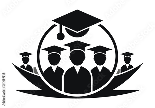 Graduation Cap Silhouette Students Celebrating Achievement