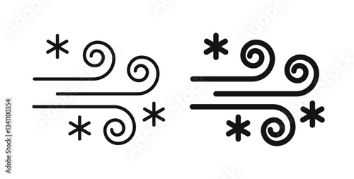 Snow blowing icons on white background for web