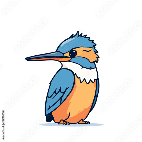 Vsai cute kingfisher bird cartoon character winking its eye
