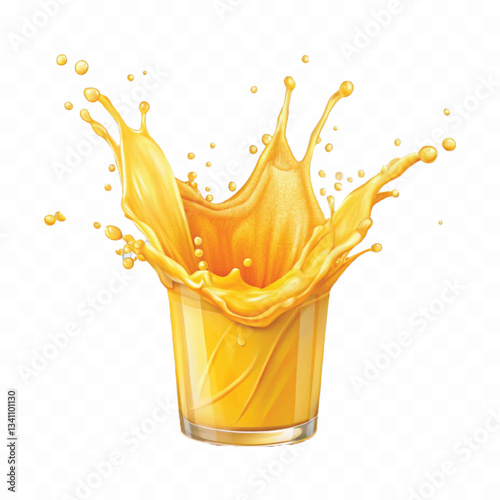 abstract 3d splash of orange or mango  juice in different  style isolated on white background